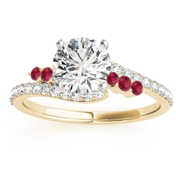 Diamond & Ruby Bypass Engagement Ring 14k Yellow Gold (0.45ct)