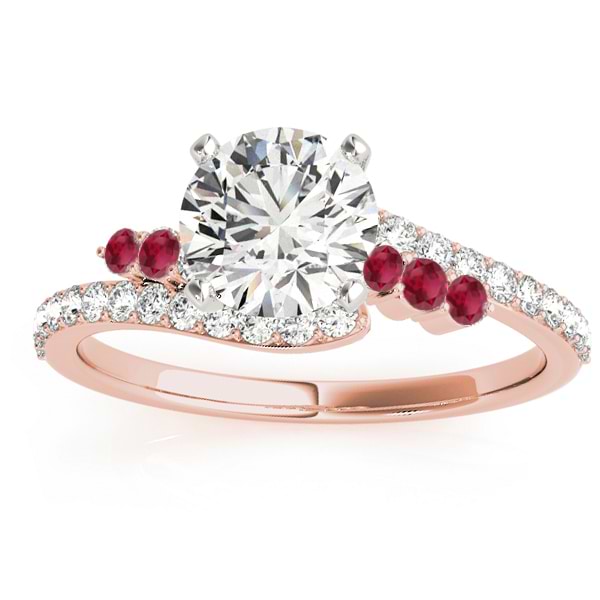 Diamond & Ruby Bypass Engagement Ring 18k Rose Gold (0.45ct)