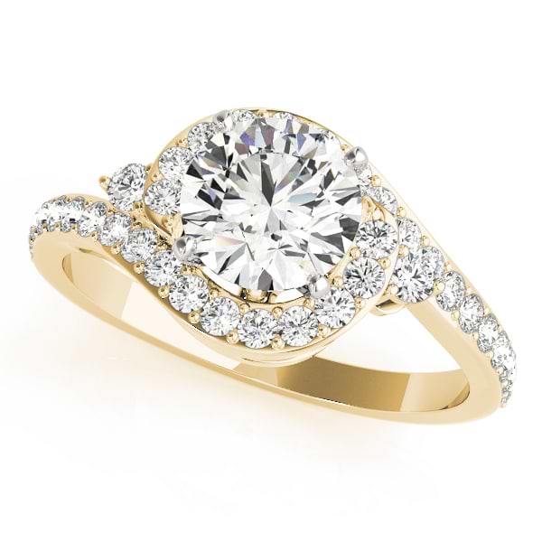 Halo Swirl Diamond Accented Engagement Ring 14k Yellow Gold (1.00ct)
