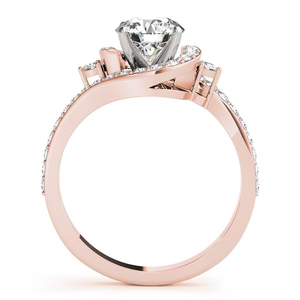 Diamond Halo Swirl Engagement Ring Setting 18k Rose Gold (0.48ct)