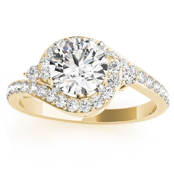 Diamond Halo Swirl Engagement Ring Setting 18k Yellow Gold (0.48ct)