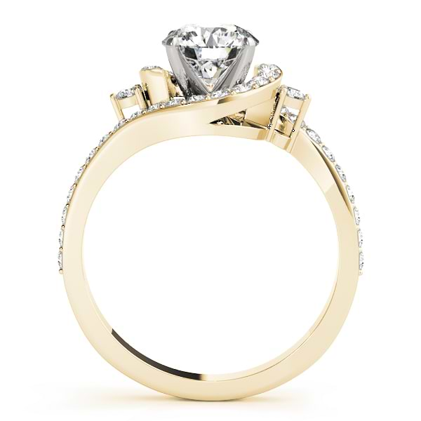 Diamond Halo Swirl Engagement Ring Setting 18k Yellow Gold (0.48ct)