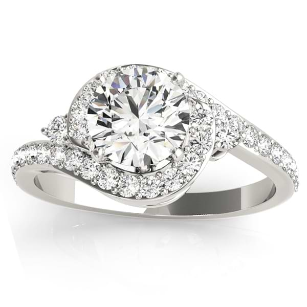 Diamond Halo Swirl Bridal Set Setting Palladium (0.77ct)