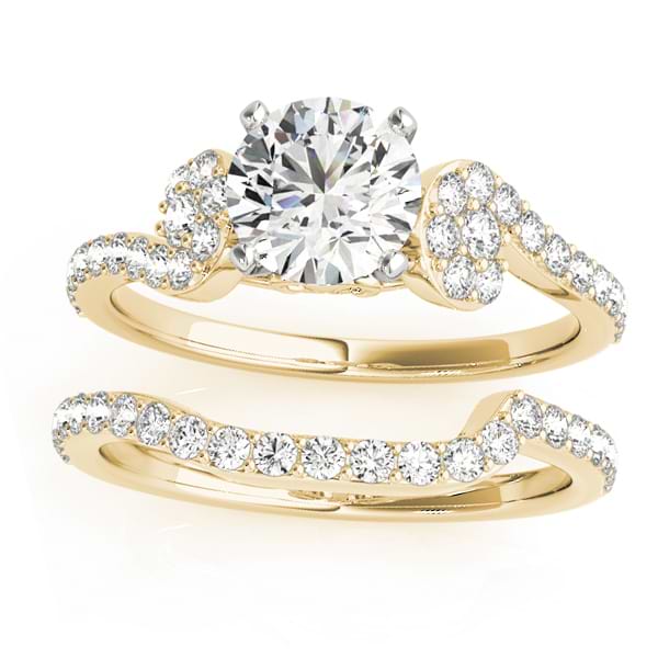 Diamond Single Row Bridal Set Setting 18k Yellow Gold (0.68 ct)