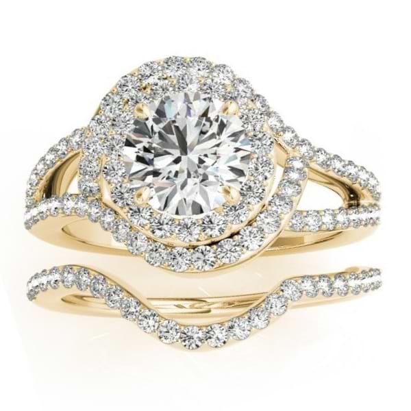 Diamond Engagement Ring Setting & Wedding Band 14k Yellow Gold 1.06ct