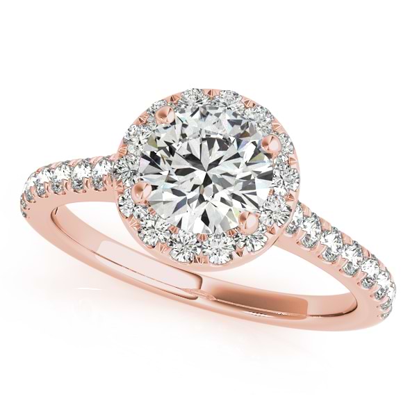 Round Diamond Halo Engagement Ring 18k Rose Gold (1.33ct)