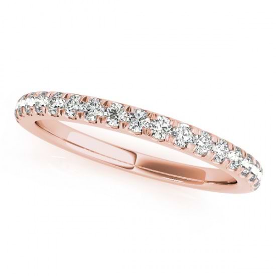 Diamond Curved Prong Wedding Band 18k Rose Gold (0.24ct)