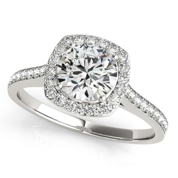 Diamond Accented Halo Engagement Ring in 14k White Gold (1.33ct)