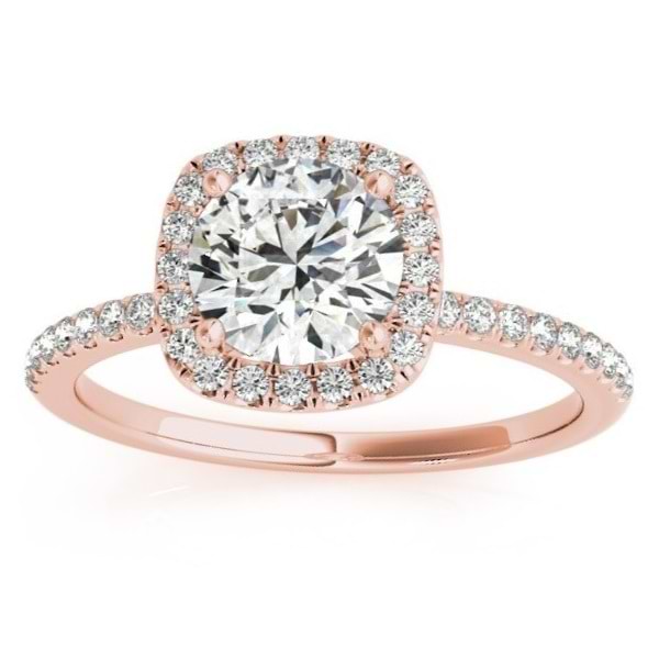 Square Halo Diamond Engagement Ring Setting in 14k Rose Gold 0.20ct