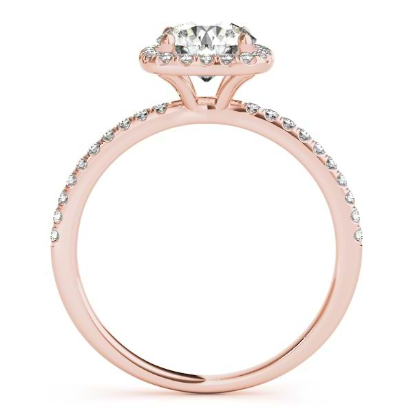 Square Halo Diamond Engagement Ring Setting in 14k Rose Gold 0.20ct