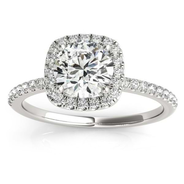 Square Halo Diamond Engagement Ring Setting 18k White Gold (0.20ct)