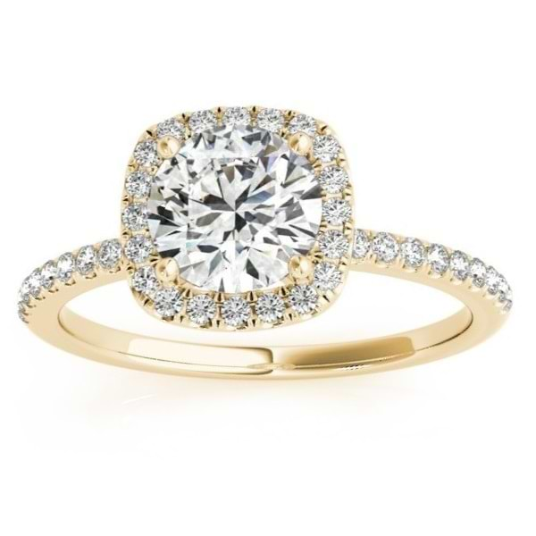 Square Halo Diamond Bridal Set Ring Setting & Band 14k Y. Gold 0.35ct