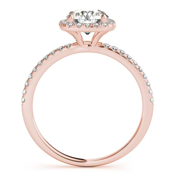 Square Halo Round Diamond Bridal Set Ring & Band 14k Rose Gold 1.13ct