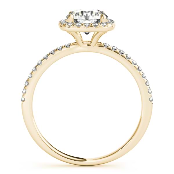 Square Halo Round Diamond Bridal Set Ring & Band 14k Yellow Gold 1.63ct