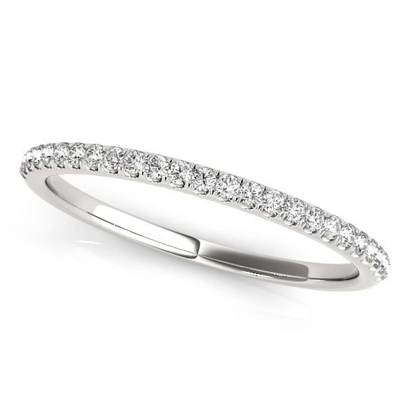 Diamond Accented Semi Eternity Wedding Band in 14k White Gold (0.13ct)