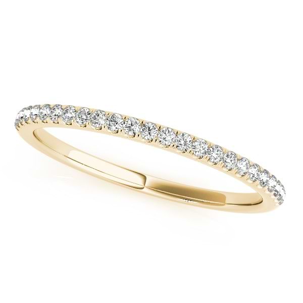 Lab Grown Diamond Accented Semi Eternity Wedding Band in 14k Yellow Gold (0.13ct)