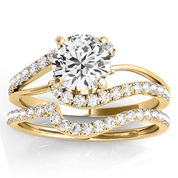 Diamond Split Shank Bridal Set Setting 18k Yellow Gold (0.52ct)