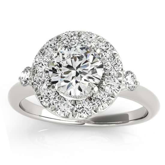 Circle Halo Diamond Accented Engagement Ring 14k White Gold (0.50ct)