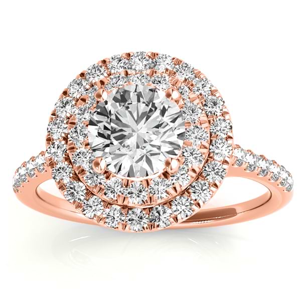 Diamond Double Halo Engagement Ring Setting 14k Rose Gold (0.33ct)