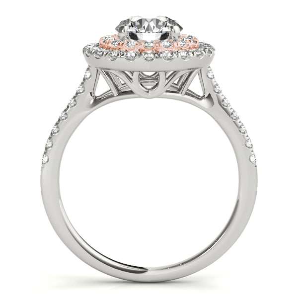 Diamond Double Halo Engagement Ring Setting 14k Two Tone Gold (0.33ct)