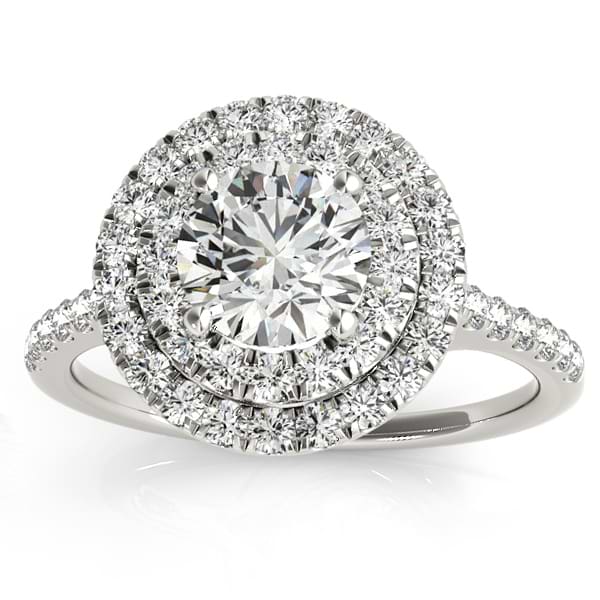 Diamond Double Halo Engagement Ring Setting 18k White Gold (0.33ct)