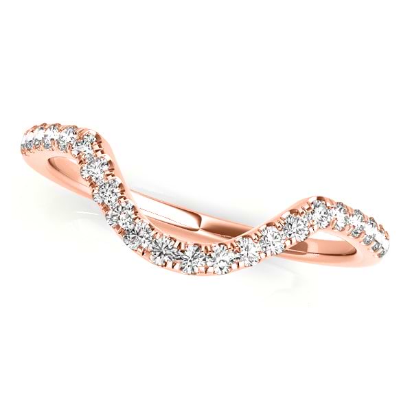 Diamond Accented Contoured Wedding Band 18k Rose Gold (0.17ct)