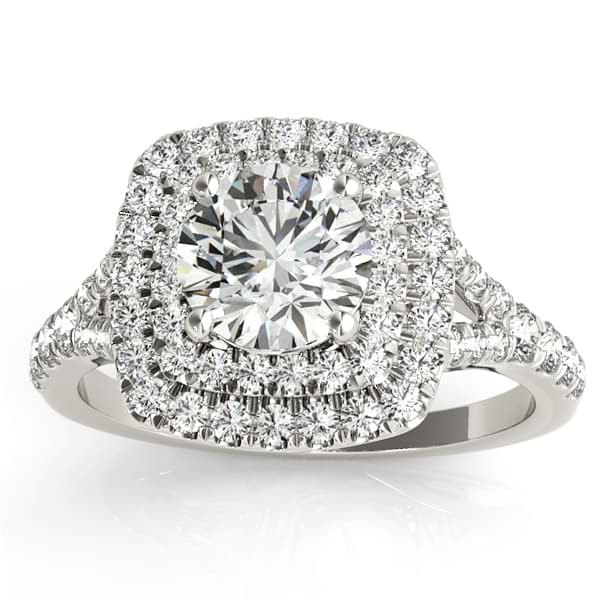 Square Double Halo Lab Grown Diamond Engagement Ring Platinum (0.62ct)