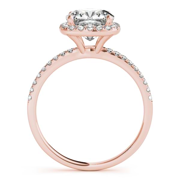 Cushion Moissanite & Diamond Halo Engagement Ring French Pave 14k R ...