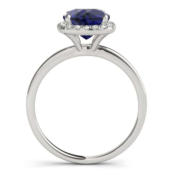 Cushion Blue Sapphire & Diamond Halo Bridal Set Platinum (1.14ct)