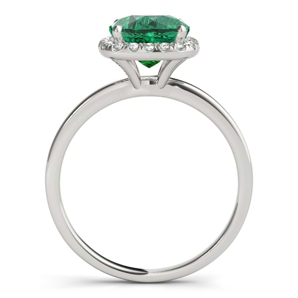 Cushion Emerald & Diamond Halo Bridal Set 14k White Gold (1.14ct)