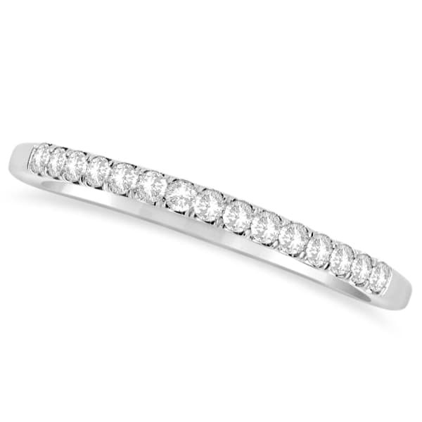Curved Pave Diamond Wedding Band in 14k White Gold (0.20ct)