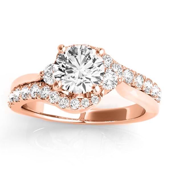 Diamond Bypass Engagement Ring Setting in 14k Rose Gold (0.50ct)