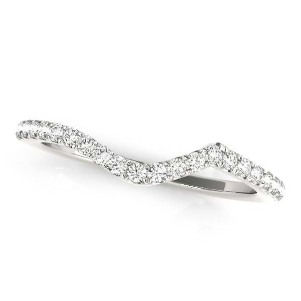 Semi Eternity Diamond Curved Wedding Band 14k White Gold (0.17ct)