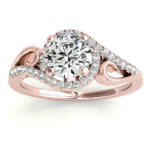 Swirl Shank Bypass Halo Diamond Engagement Ring 14k Rose Gold (0.20ct)