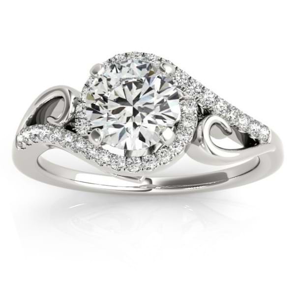 Swirl Shank Bypass Halo Diamond Engagement Ring Platinum (0.20ct)