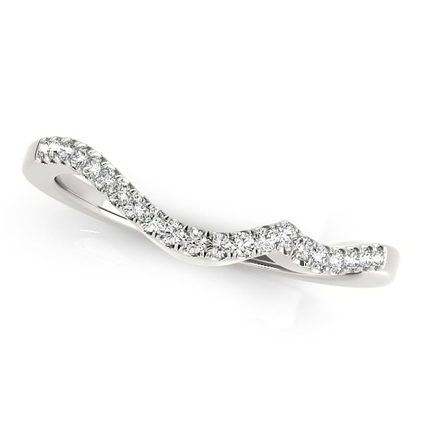 Semi Eternity Contour Diamond Wedding Ring in 14k White Gold (0.16ct)