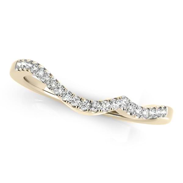 Semi Eternity Contoured Diamond Wedding Ring 18k Yellow Gold (0.16ct)