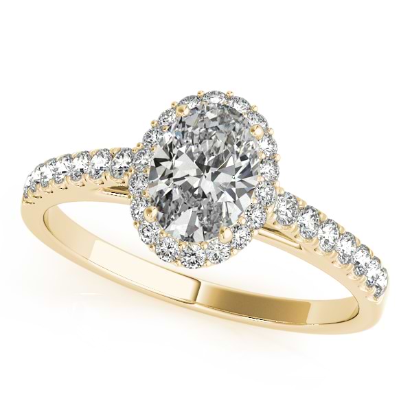 Diamond Halo Oval Shape Engagement Ring 14k Yellow Gold (1.00ct)