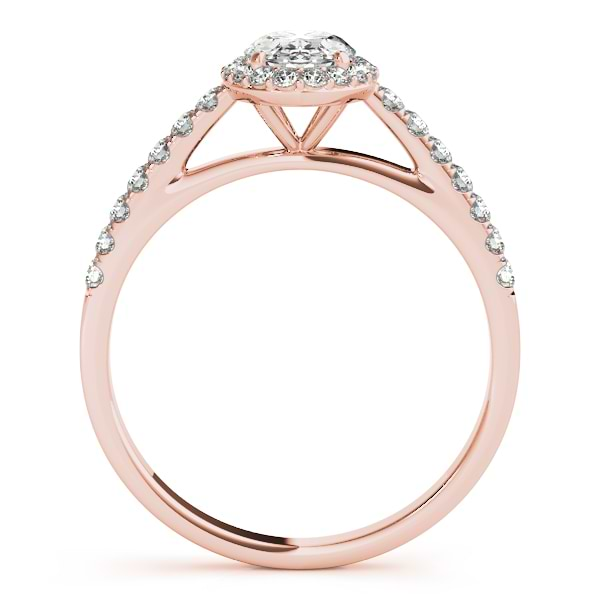 Diamond Halo Oval Shape Engagement Ring 18k Rose Gold (0.26ct)