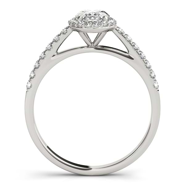 Diamond Accented Halo Oval Shape Bridal Set 14k White Gold (1.58ct)
