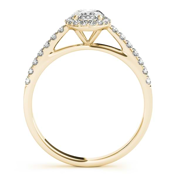 Diamond Accented Halo Oval Shaped Bridal Set 14k Yellow Gold (0.37ct)