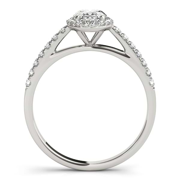 Diamond Accented Halo Oval Shaped Bridal Set 18k White Gold (0.37ct)