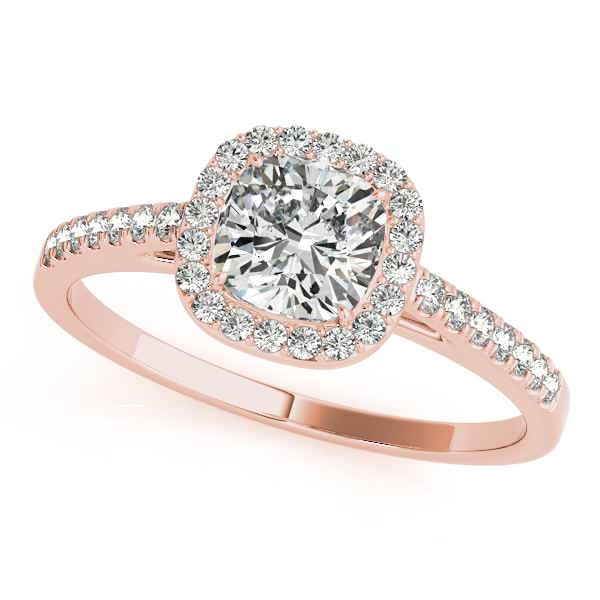 Cushion Diamond Halo Engagement Ring 18k Rose Gold (1.54ct)