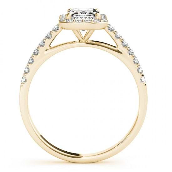 Diamond Halo Emerald-Cut Engagement Ring 18k Yellow Gold (0.90ct)