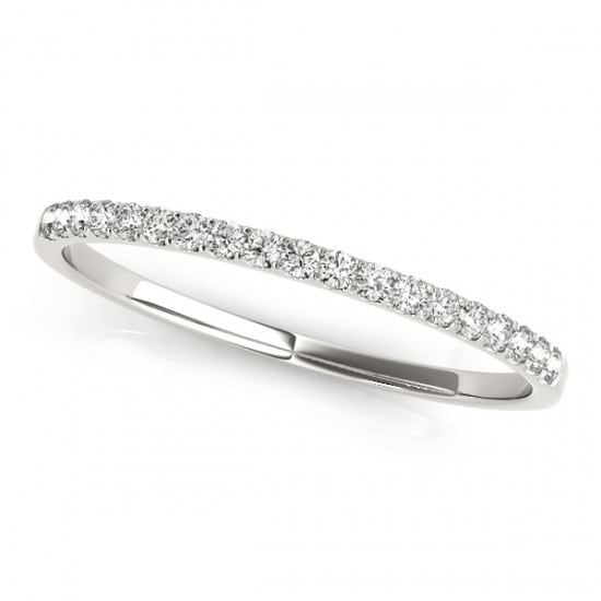 Diamond Prong Wedding Band Ring 18k White Gold (0.11ct)