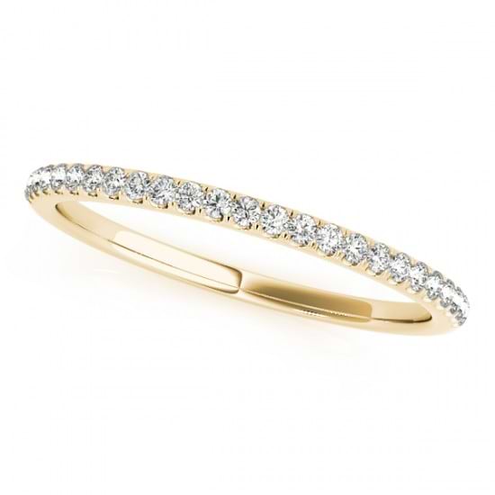 Diamond Pave Wedding Band Ring 14k Yellow Gold (0.14ct)