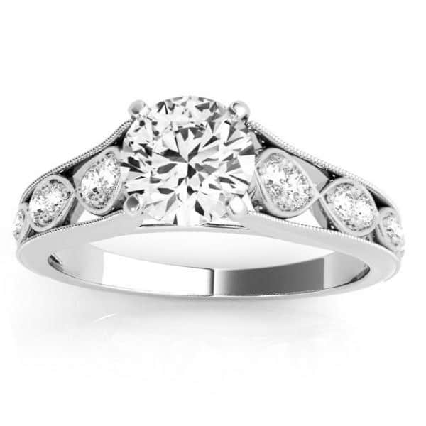 Graduating Diamond Side Stone Engagement Ring 14k White Gold (0.20ct)