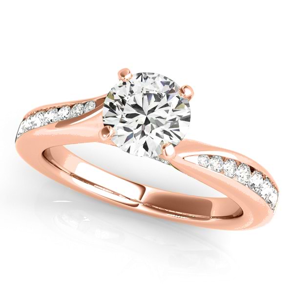 Diamond Single Row Swirl Prong Engagement Ring 14k Rose Gold (1.28ct)