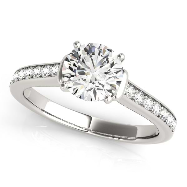 Diamond Accent Engagement Ring 18k White Gold (0.72ct)