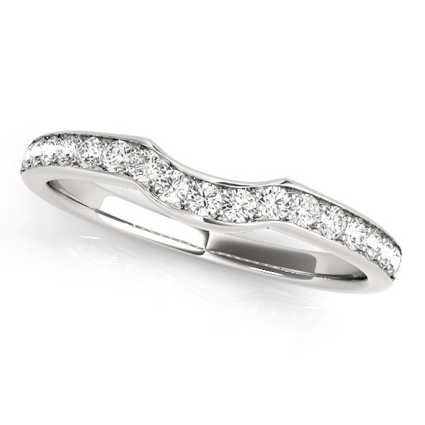 Diamond Curved Wedding Band 18k White Gold (0.26ct)